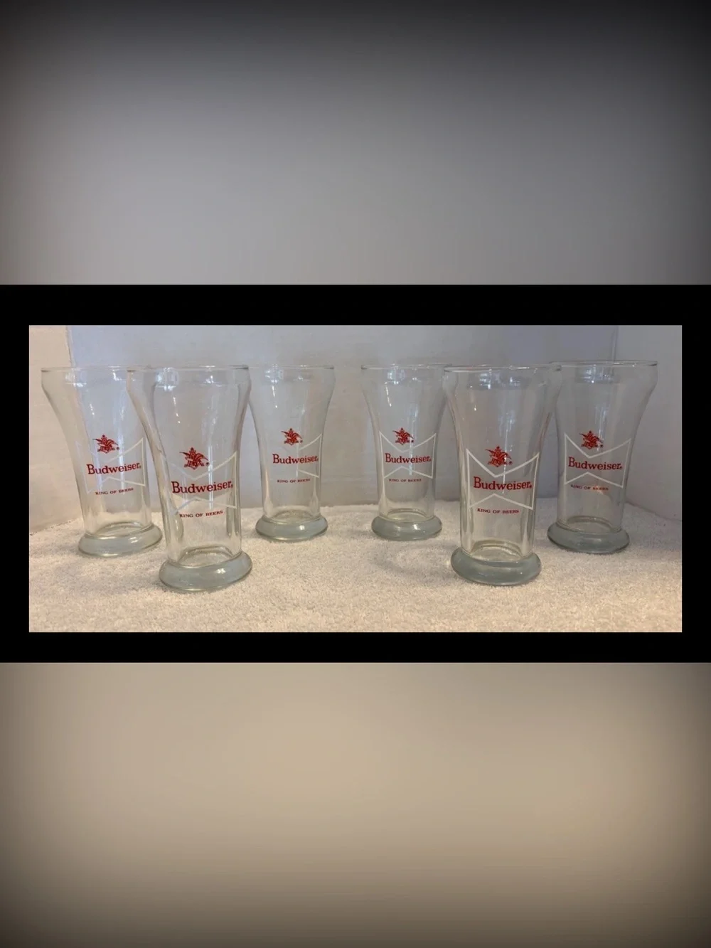 Vintage Budweiser Beer Glasses Set of 6 King Of Beers Bowtie Tasting Pilsner 5
